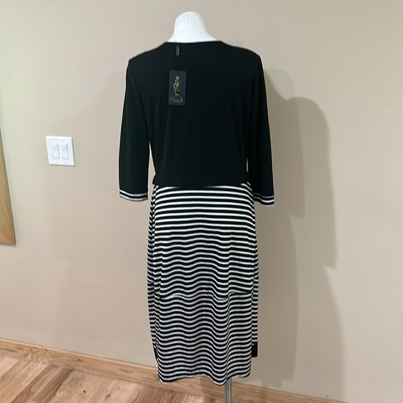 Black and White Striped Women's Dress - Picture 9 of 12